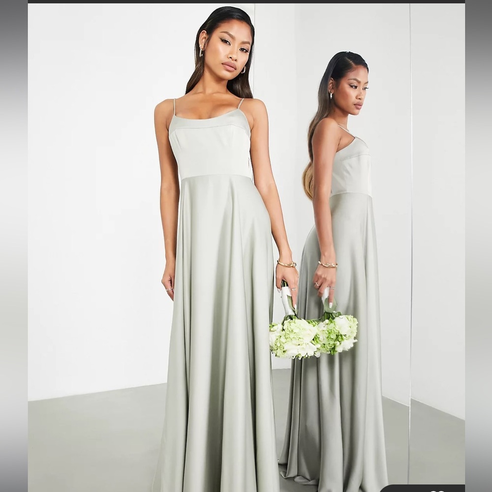ASOS EDITION NWT satin cami maxi dress with full skirt in sage green